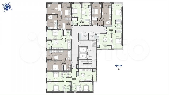 3-к. квартира, 88,6 м², 24/25 эт.