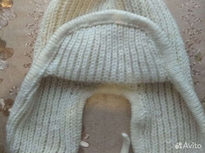 Шапка ушанка женская вязаная