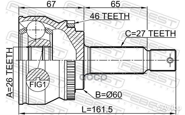 ШРУС KIA ceed 06 2006- GEN наружный 26x60x27