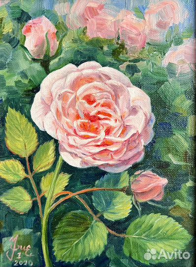 Картина маслом «Чайные розы»