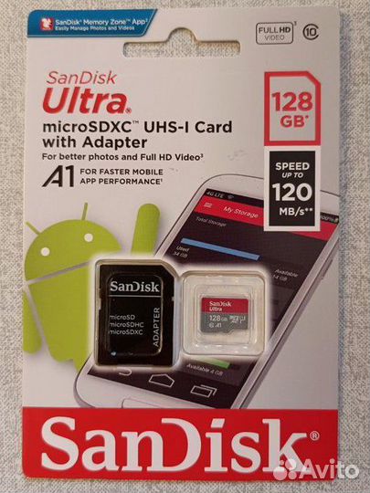Карта памяти MicroSD SanDisk Ultra 128GB