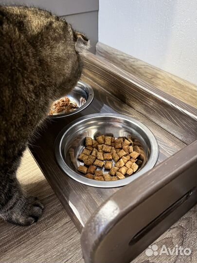 Подставка с мисками для животных из дерева