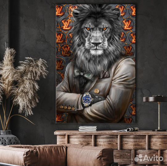 Картины на холсте тигр,лев современные