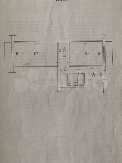 2-к. квартира, 47,6 м², 4/5 эт.
