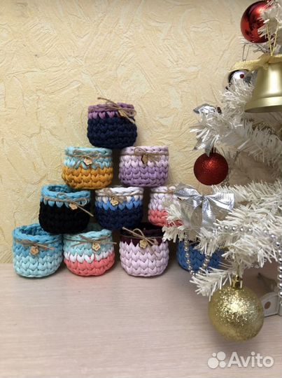 Корзинки из трикотажной пряжи