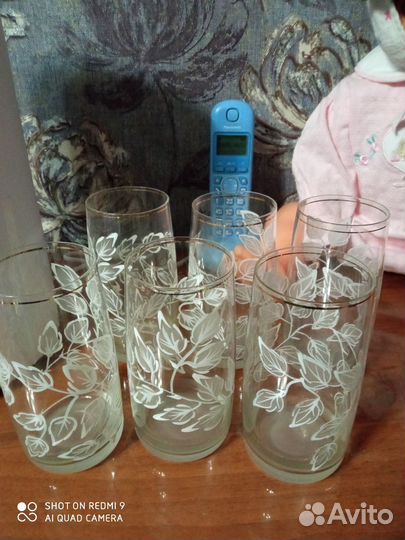 Стаканы 6 штук стекло с эмалью