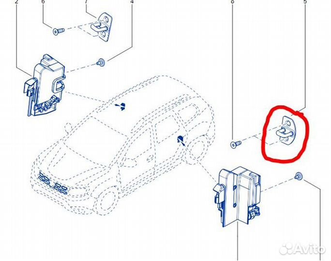 Ответная часть замка двери задняя Renault Duster