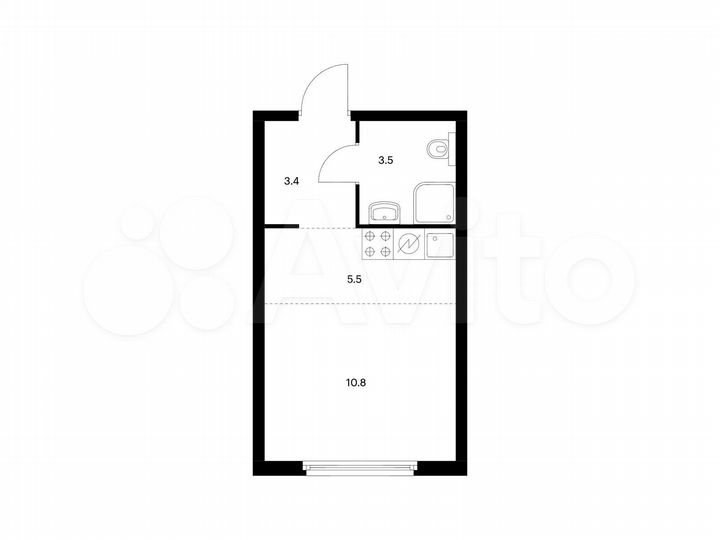 Квартира-студия, 23,2 м², 6/21 эт.