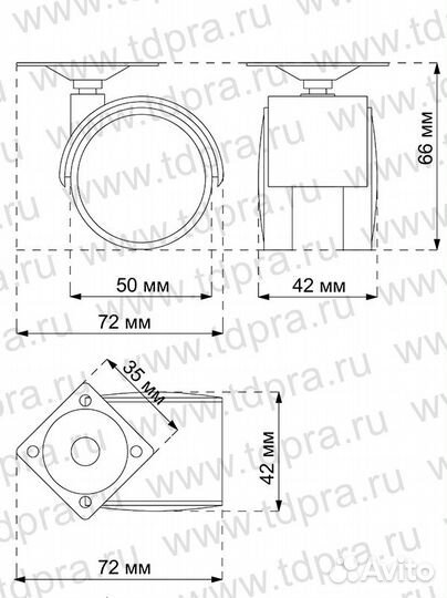 Опора колесная на площадке d50 открытая