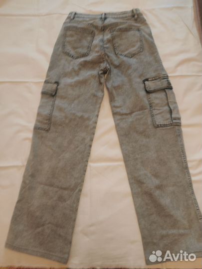 Джинсы карго с карманами женские