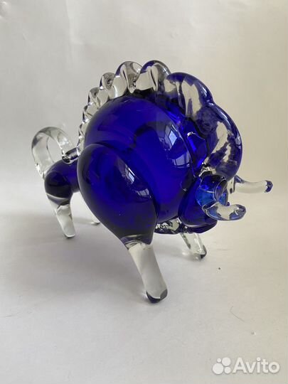 Гутное, выдувное стекло. СССР. Медведи, бык, рыба