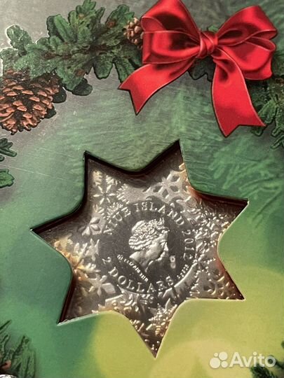 Рождественская звезда монета 2 доллара 925 пробы