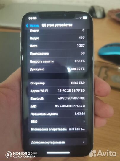 iPhone X, 256 ГБ