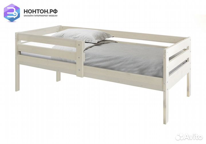 Кровать Норка мини с бортиком выбеленная береза