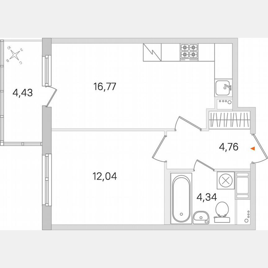 1-к. квартира, 39,2 м², 7/8 эт.
