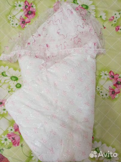 Конверт одеяло на выписку новорожденной