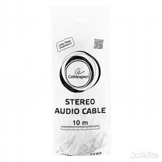 Кабель jack 3.5 на 2*rca 10 м 3,5 мм на 2 тюльпана