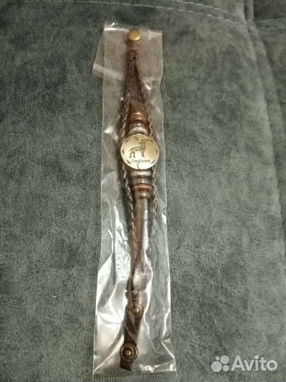 Кожаный браслет знак зодиака