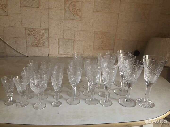 Фужеры и рюмки хрустальные