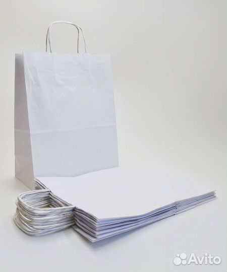 Пакеты бумажные крафт (белый) 25х18х8, 50шт