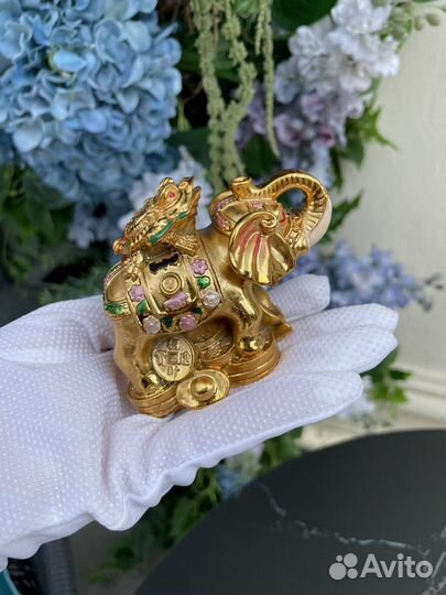Декоративная статуэтка слон с жабой