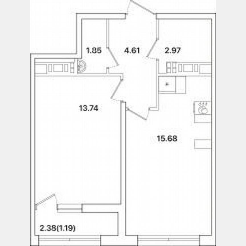 1-к. квартира, 40 м², 12/12 эт.