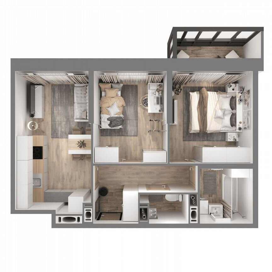 2-к. квартира, 47,4 м², 1/23 эт.