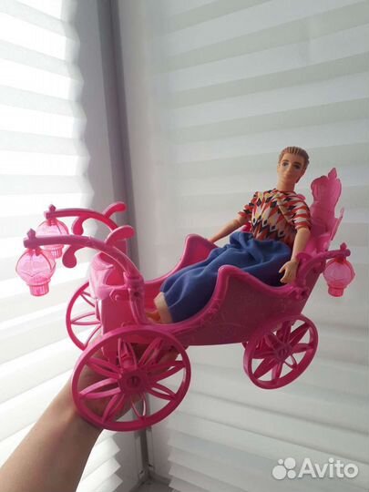Карета для кукол Барби розовая