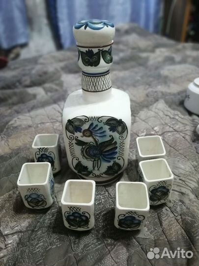 Штоф графин фарфор с рюмками СССР