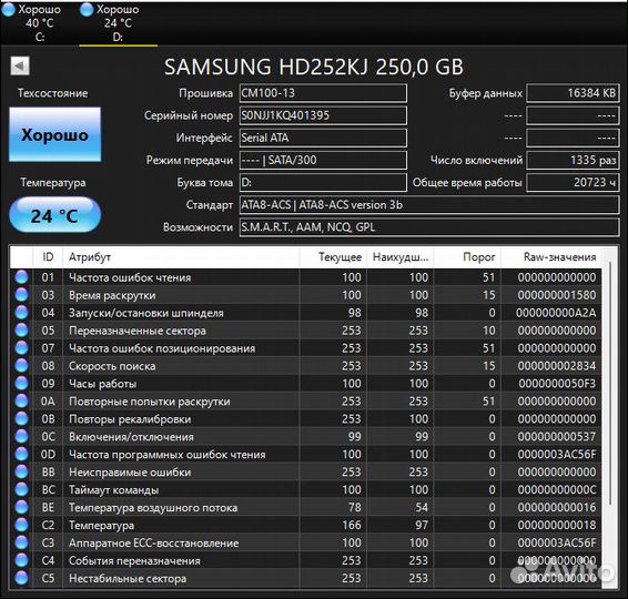 Жёсткие диск Samsung 3.5 на 250 gb
