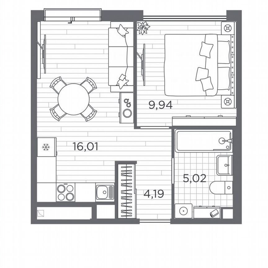 1-к. квартира, 35,2 м², 2/5 эт.