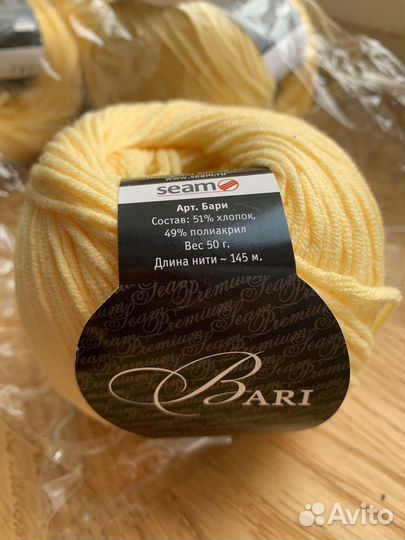 Пряжа seam Bari нежно желтая 202 цвет