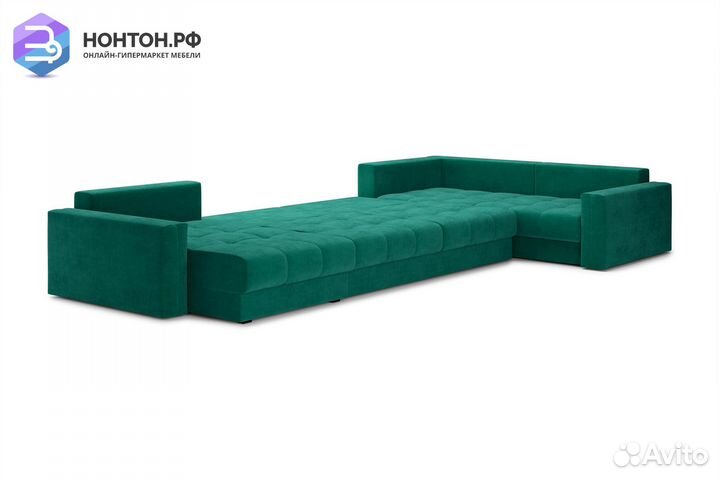 Диван п-образный тик-так Монарх изумрудный