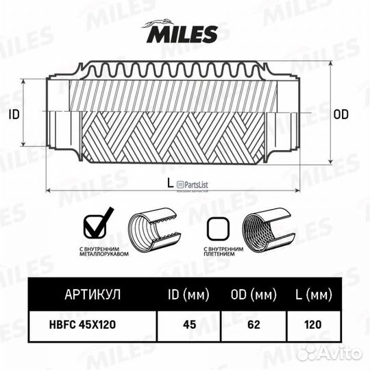 Miles hbfc45X120 Труба
