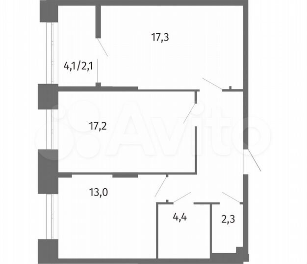 2-к. квартира, 65,2 м², 9/13 эт.