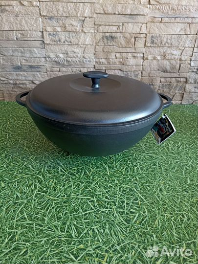 Вок кастрюля чугунная эмалированная 8 л. Ситон