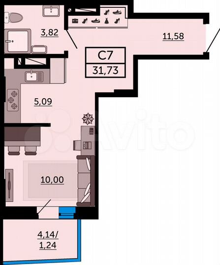 Квартира-студия, 31,4 м², 9/27 эт.