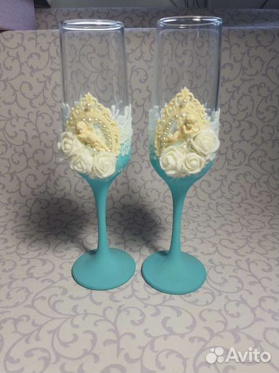 Свадебные бокалы ручной работы