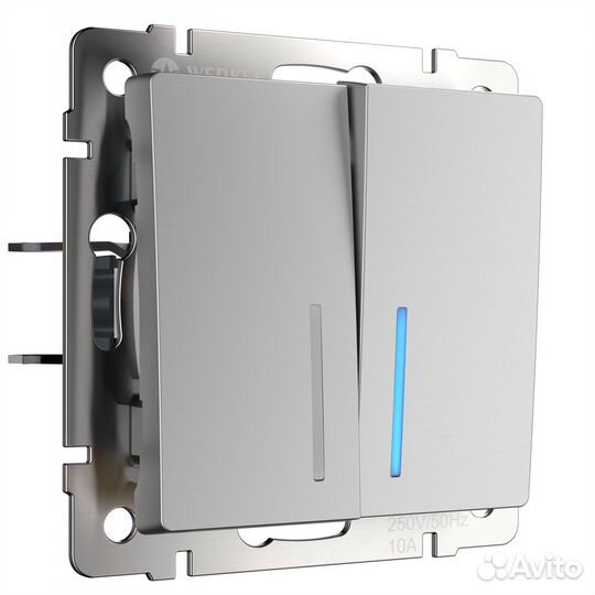 Выключатель двухклавишный проходной с подсветкой