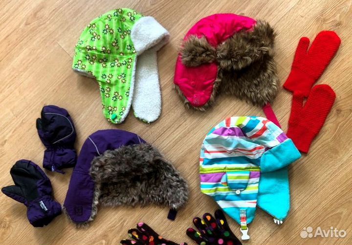 Шапка Рукавицы от 2 до 9 лет Зима 46-55см