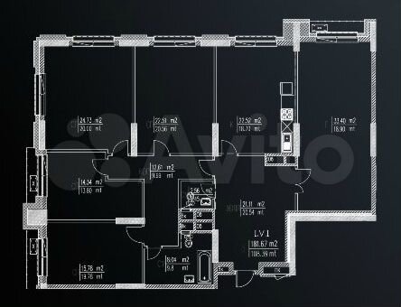 6-к. квартира, 181,6 м², 18/32 эт.