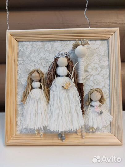 Декоративное панно. Куколки в рамке. Ангел. Фея