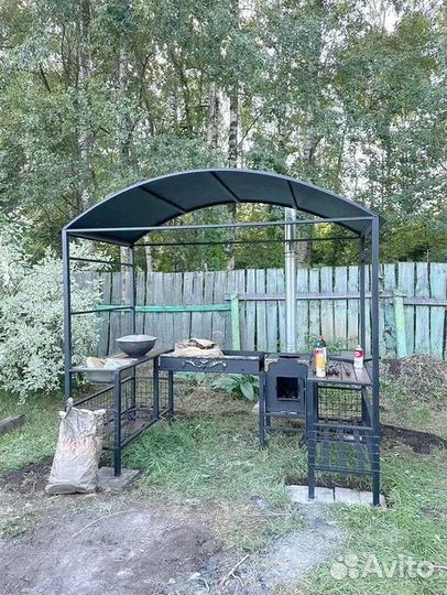 Кованый мангал с печью