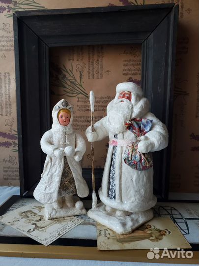 Дед мороз СССР и снегурочка ватная