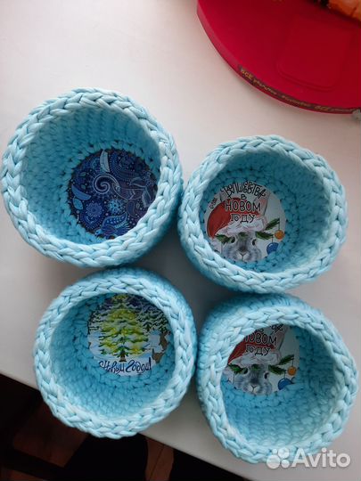 Корзинки вязаные с донышком