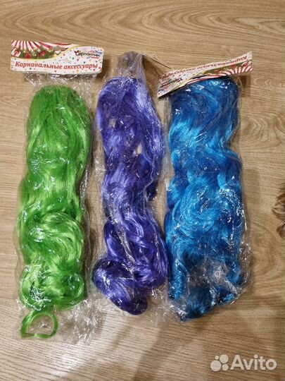 Парики карнавальные, борода Деда Мороза