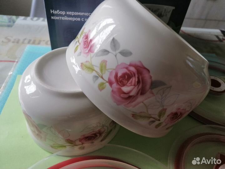 Контейнеры керамические, для продуктов. С крышками