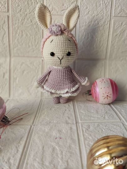 Зайка вязаная мягкая игрушка амигуруми для детей