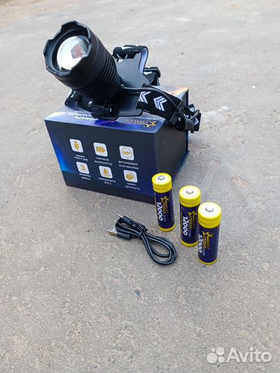 Мощный налобный фонарь белый лазер 3км