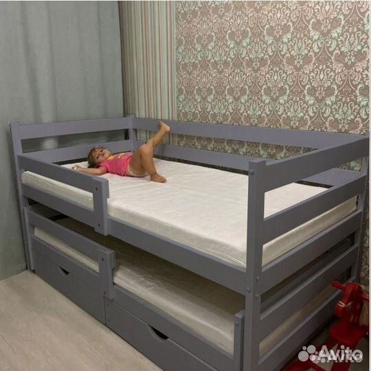 Детская кровать выдвижная из березы